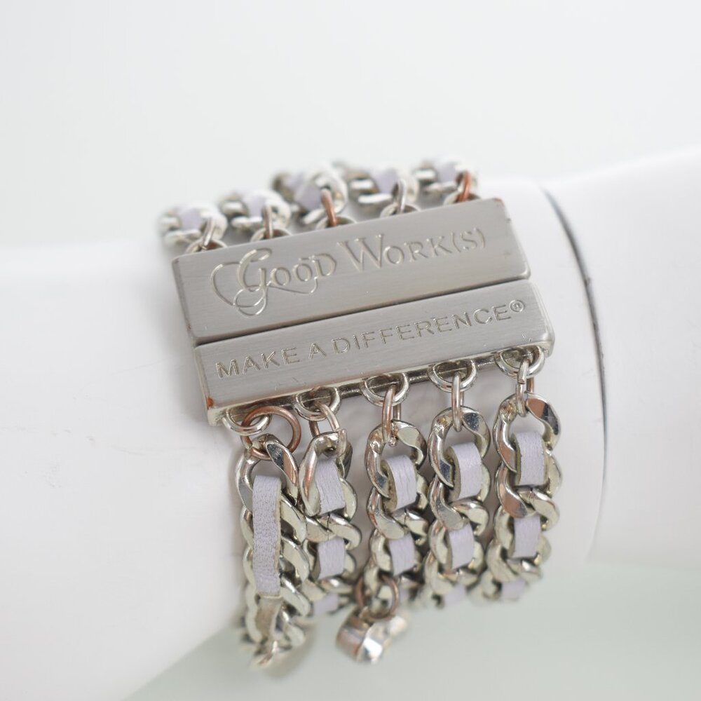 Good Work(s) Make A Difference Multi Strand Silver Bracelet
